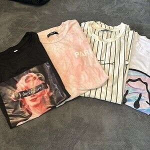 Lot of 4 Shein Mens Short Sleeve T-Shirts Size S Lightly Worn